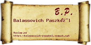 Balassovich Paszkál névjegykártya